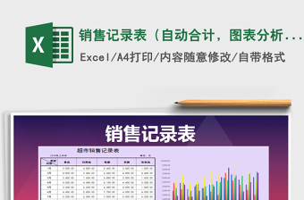 2021年銷售記錄表（自動(dòng)合計(jì)，圖表分析）