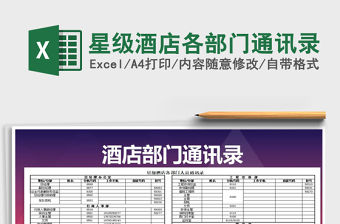 2021年星級酒店各部門通訊錄