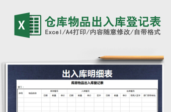 2021年倉(cāng)庫(kù)物品出入庫(kù)登記表