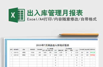 2021年出入庫管理月報表