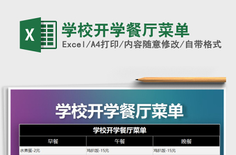 2022年學(xué)校開(kāi)學(xué)餐廳菜單
