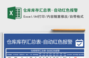 2021年倉庫庫存匯總表-自動紅色報警