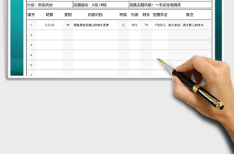 2021年抖音短视频拍摄分镜头表