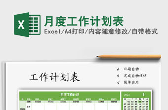 2021年月度工作計劃表