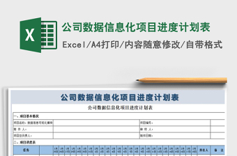 2021年公司数据信息化项目进度计划表