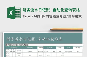 2021年財務(wù)流水日記賬-自動化查詢表格