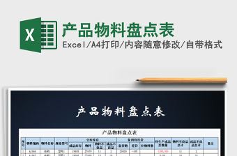 2021年產品物料盤點表