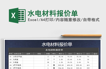 2021年水電材料報價單