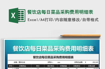 2021年餐飲店每日菜品采購費用明細(xì)表