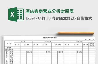 2022酒店客房营业分析对照表