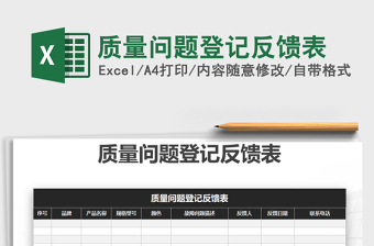 2021年質(zhì)量問題登記反饋表