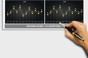 2021年通用黑色質感標記折線圖 趨勢圖