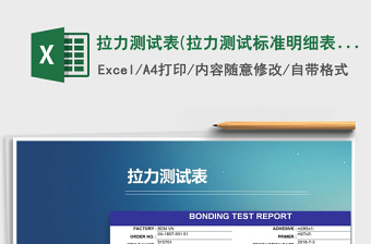 2021年拉力測(cè)試表(拉力測(cè)試標(biāo)準(zhǔn)明細(xì)表)