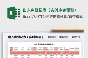 2022年出入庫登記表（實(shí)時庫存預(yù)警）
