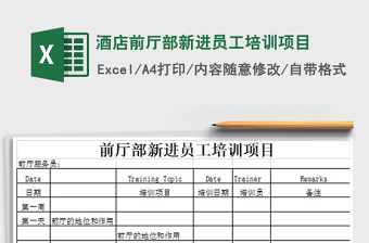 2021年酒店前廳部新進(jìn)員工培訓(xùn)項(xiàng)目