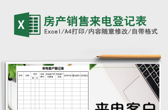 2021年房產(chǎn)銷售來(lái)電登記表