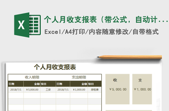 2021年個(gè)人月收支報(bào)表（帶公式，自動(dòng)計(jì)算）