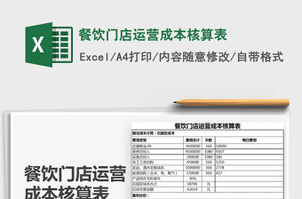 2021年餐飲門店運營成本核算表