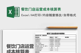 2021年餐飲門店運(yùn)營(yíng)成本核算表