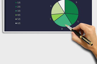 2021年饼图图表 藏青艳绿系图表模板