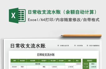 2021年日常收支流水賬（余額自動(dòng)計(jì)算）