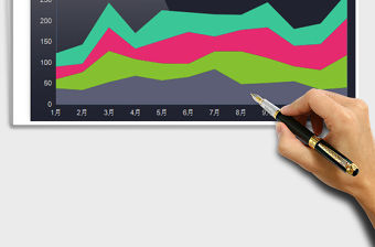 2021年科技光感彩色占比趨勢堆積面積圖