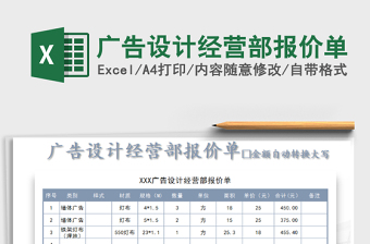 2021年廣告設計經(jīng)營部報價單