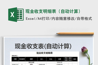2021年現(xiàn)金收支明細表（自動計算）