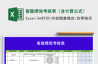 2021年客服绩效考核表（含计算公式）