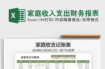 2021年家庭收入支出財務(wù)報表