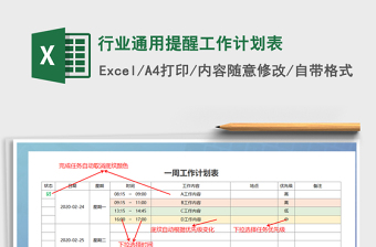 2021年行業(yè)通用提醒工作計劃表