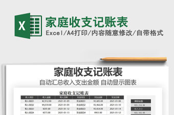 2021年家庭收支記賬表