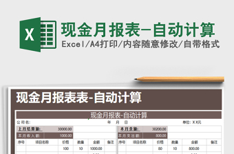 2021年現(xiàn)金月報(bào)表-自動計(jì)算