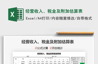 2021年經(jīng)營收入、稅金及附加估算表