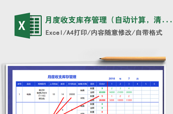 2021年月度收支庫存管理（自動(dòng)計(jì)算，清晰直觀）