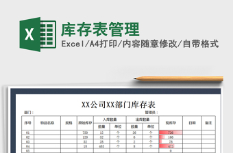 2021年库存表管理