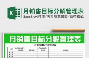 2021年月銷售目標(biāo)分解管理表