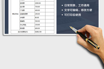 2021年費用預算表行業通用