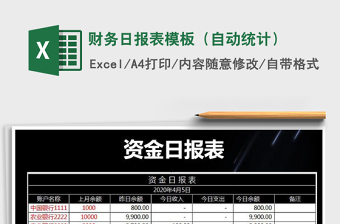 2021年財(cái)務(wù)日?qǐng)?bào)表模板（自動(dòng)統(tǒng)計(jì)）