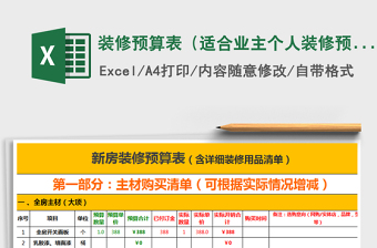2021年裝修預(yù)算表（適合業(yè)主個人裝修預(yù)算）