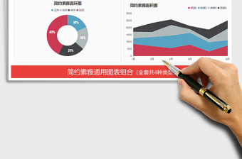 2021年简约素雅图表模板柱形图条形图