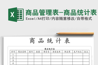 2021年商品管理表-商品統(tǒng)計表