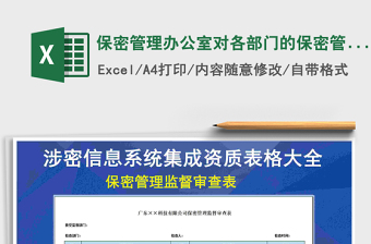 2021年保密管理辦公室對各部門的保密管理監(jiān)督審查表