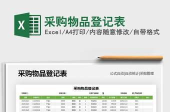 2021年采購物品登記表