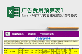 2021年廣告費用預(yù)算表1