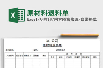 2021年原材料退料單