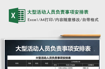 2021年大型活動人員負責事項安排表