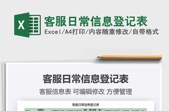 2021年客服日常信息登記表