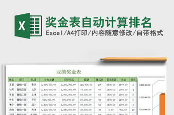 2021年獎金表自動計算排名