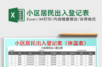 2021年小區(qū)居民出入登記表